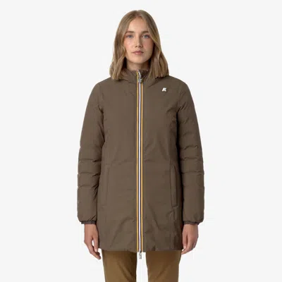 K-way Lily Plus.2 Double Short Down Jacket In Brown