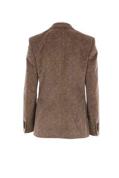 Loro Piana Eleanor Paillette Tweed Corduroy Single-breasted Jacket In Chocolate Noire+pale Biscuits