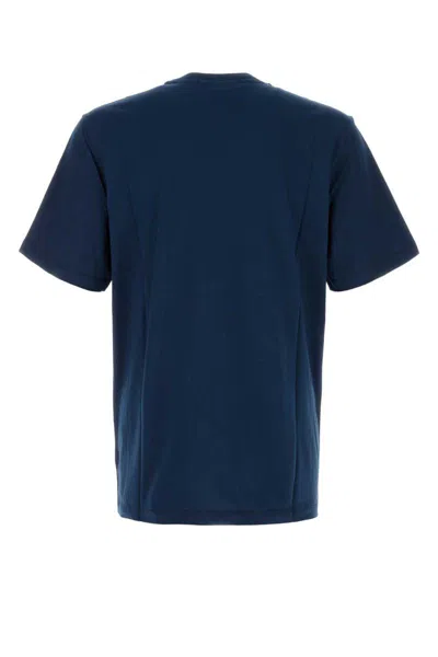 Msgm Crew Neck T-shirt With Short Sleeves And Straight Hem In Blue
