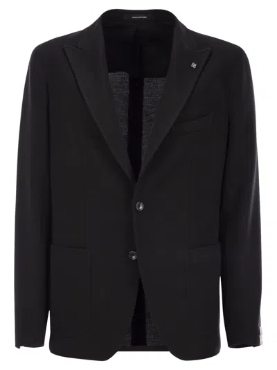 Tagliatore 110s Stretch Virgin Wool Tailored Single-breasted Jacket In Black