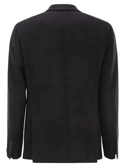 Tagliatore 110s Stretch Virgin Wool Tailored Single-breasted Jacket In Black
