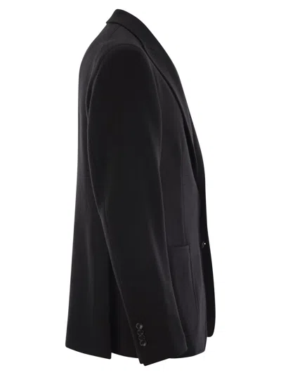 Tagliatore 110s Stretch Virgin Wool Tailored Single-breasted Jacket In Black