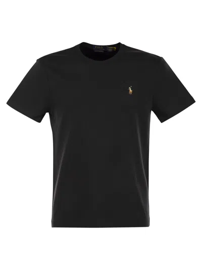 Polo Ralph Lauren Custom Slim-fit In Pima Cotton T-shirt In Black