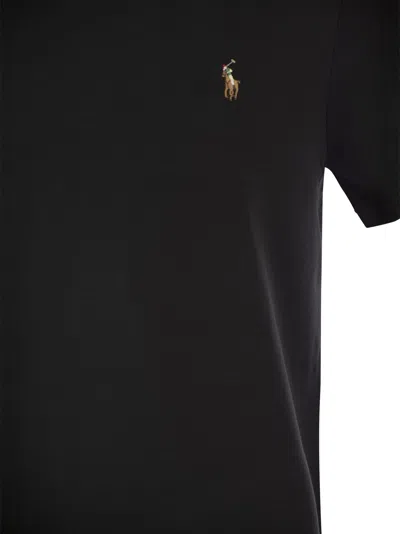 Polo Ralph Lauren Custom Slim-fit In Pima Cotton T-shirt In Black
