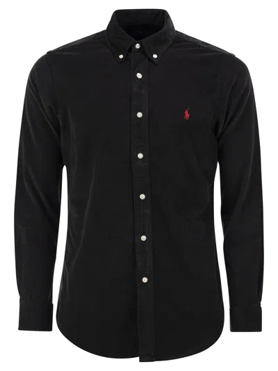 Polo Ralph Lauren Black Shirt With Pony Embroidery In Black