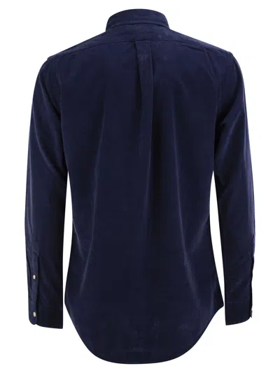 Polo Ralph Lauren Long-sleeved Sport Shirt In Navy