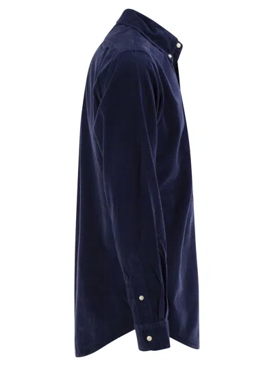 Polo Ralph Lauren Long-sleeved Sport Shirt In Navy