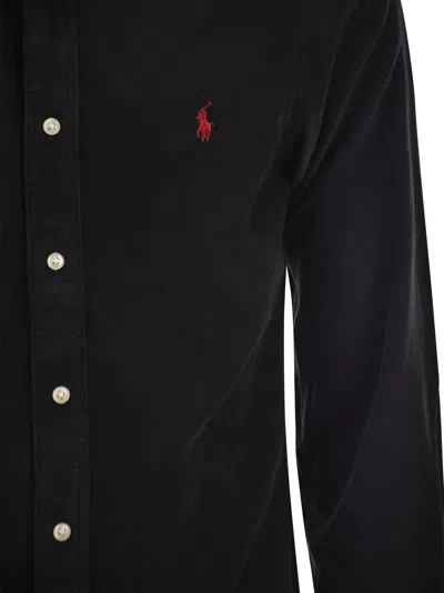 Polo Ralph Lauren Black Shirt With Pony Embroidery In Black