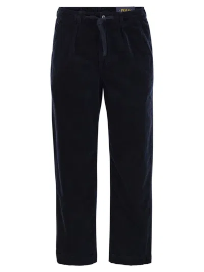 Polo Ralph Lauren Easy Pant Pleated 8w Corduroy Clothing In Navy