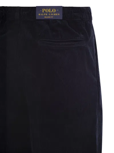 Polo Ralph Lauren Easy Pant Pleated 8w Corduroy Clothing In Navy