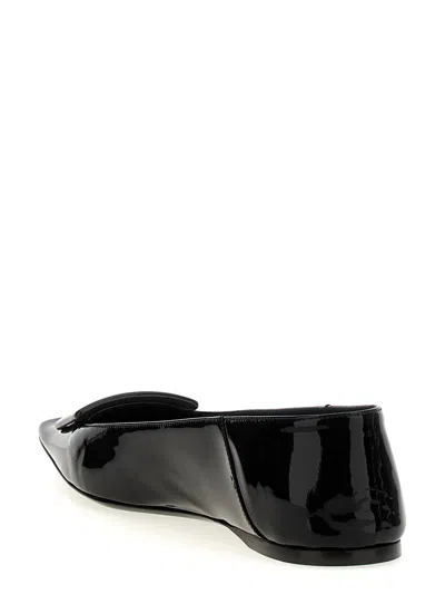 Saint Laurent Poppy Patent Buckle Foldable Ballerina Flats In Noir