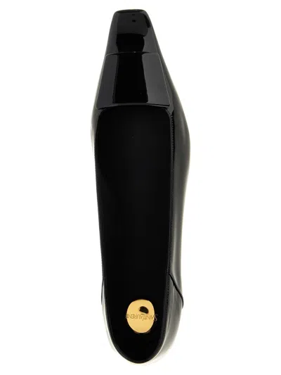 Saint Laurent Poppy Patent Buckle Foldable Ballerina Flats In Noir