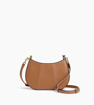 Le Tanneur Juliette Small Half-moon Bag In Grained Leather In Brown