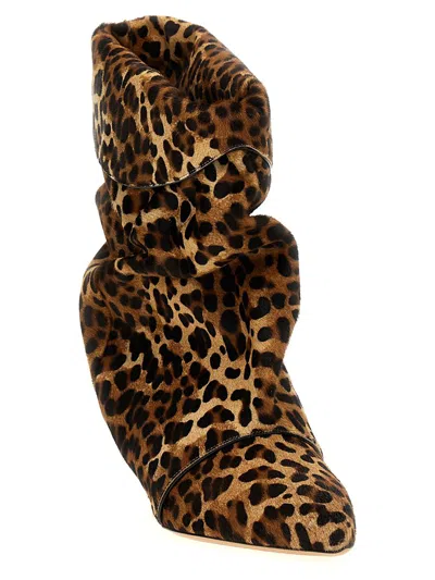 Isabel Marant Edrik Leopard Print Kitten Heel Calf Hair Bootie In Multicolor