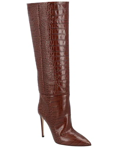 Paris Texas 115mm Crocodile-effect Knee Boots In Gray