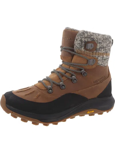 Merrell Womens Lace Up Cold Weather Shearling Boots In Brown