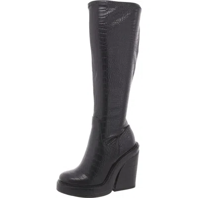 Steve Madden Aligned Womens Croc Print Block Heel Mid-calf Boots In Multi
