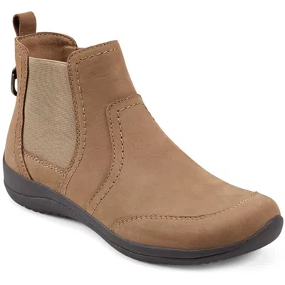 Earth Faine Womens Faux Leather Pull On Booties In Green
