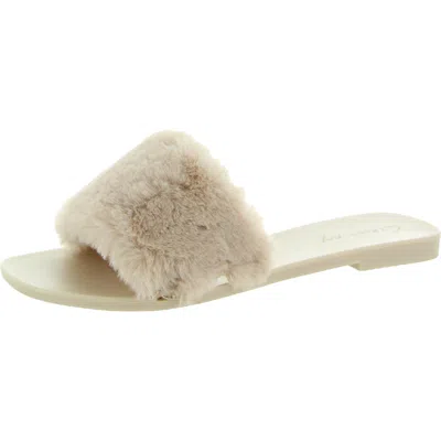 Circus By Sam Edelman Everette Womens Cozy Faux Fur Jelly Sandals In Beige