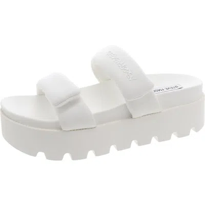 Steve Madden Bail Out Womens Adjustable Slip-on Platform Sandals In White