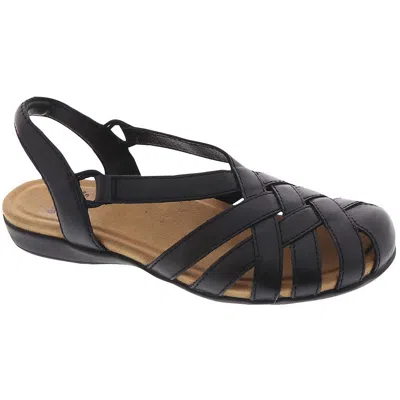 Earth Origins Berri Womens Round Toe Woven Slingback Sandals In Black
