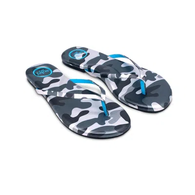 Solei Sea Women's Indie Sandals In Camo Silver Black With Blue In Multi