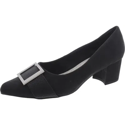 Easy Street Cider Womens Faux Leather Slip On Block Heels In Black