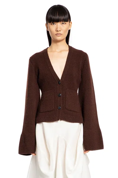 Khaite Scarlet Cashmere Cardigan In Brown