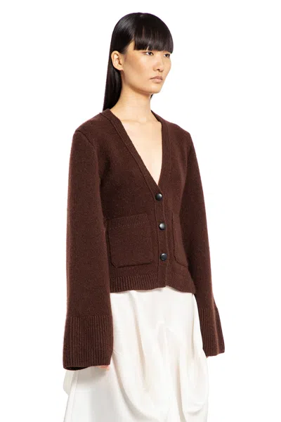 Khaite Scarlet Cashmere Cardigan In Brown
