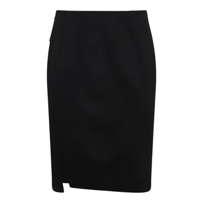 Versace Black Asymmetric Pencil Skirt In Black