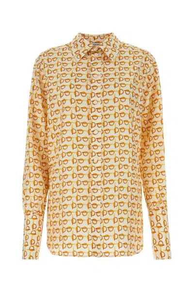 Burberry B-closure Print Silk Poplin Shirt In Printed