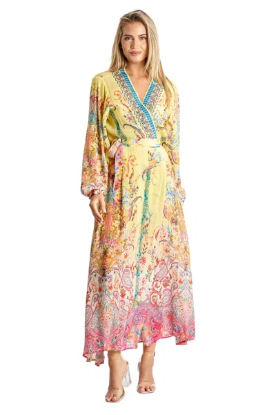 La Moda Clothing Smyth Wrap 2 Way Sleeve Maxi Dress In Multi