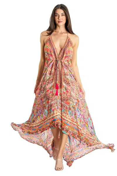 La Moda Clothing Minka Halter Maxi Dress In Multi