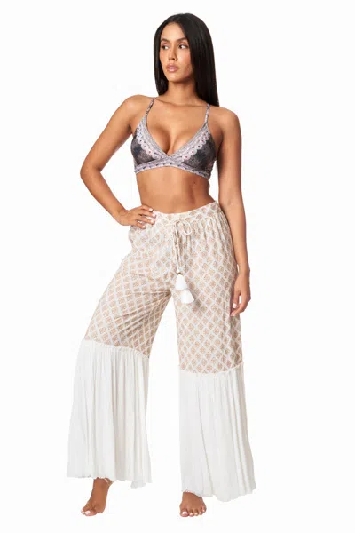 La Moda Clothing Women's Print Drawstring Flare Cover Up Pants In Multi