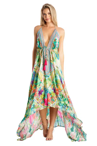 La Moda Clothing Abriana Halter Maxi Dress In Multi
