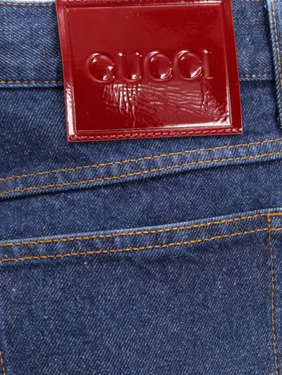Gucci Mens Dark Blue Brand-embossed Mid-rise Straight-leg Jeans In Blue