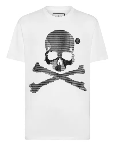 Philipp Plein Crew Neck Skull And Crossbones T-shirt In White