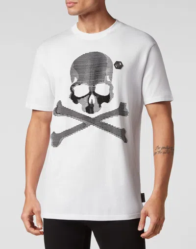 Philipp Plein Crew Neck Skull And Crossbones T-shirt In White