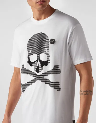 Philipp Plein Crew Neck Skull And Crossbones T-shirt In White