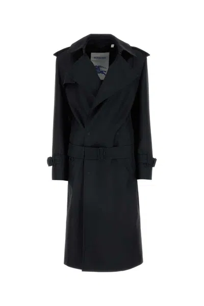 Burberry Blend Silk Trench Coat Women In Black