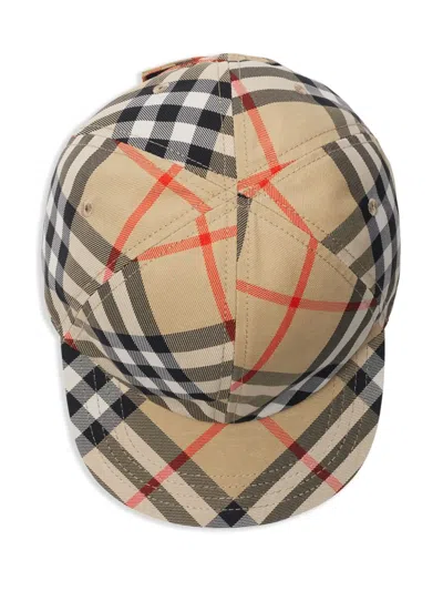 Burberry Kid's Check Baseball Cap In Neutrals