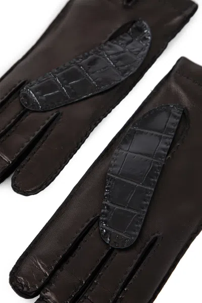 Miu Miu Woman Black Gloves In Brown