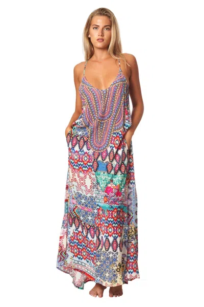 La Moda Clothing Spain T-back Maxi Dress In Multi