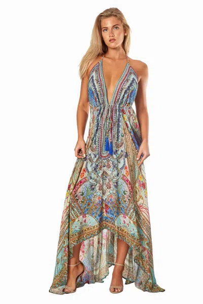 La Moda Clothing Avalon Halter Maxi Dress In Multi