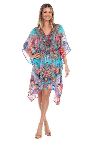 La Moda Clothing Women's Lace Up Caftan Swim Cover Up In Multi