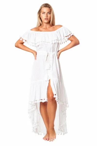 La Moda Clothing Irene Off Shoulder Ruffled High Low Dress In Multi