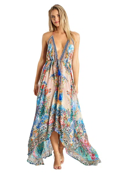 La Moda Clothing Mathi Halter Maxi Dress In Multi