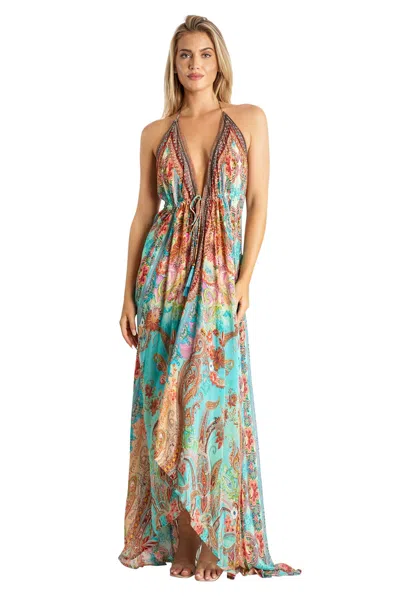 La Moda Clothing Cassini Halter Maxi Dress In Multi
