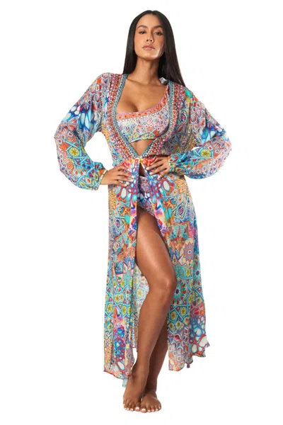 La Moda Clothing Savetta Wrap 2 Way Sleeve Maxi Dress In Multi