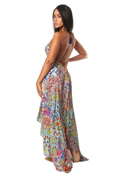 La Moda Clothing Miami Halter Maxi Dress In Multi